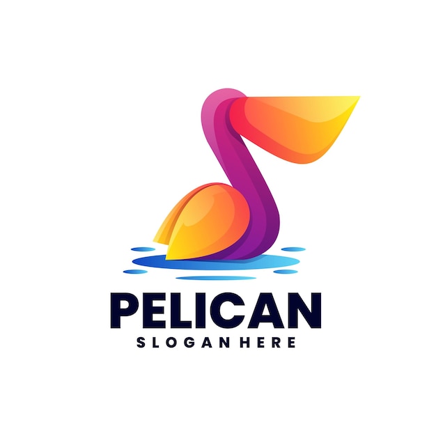 Wektor Logo Ilustracja Pelikan Gradient Kolorowy Styl