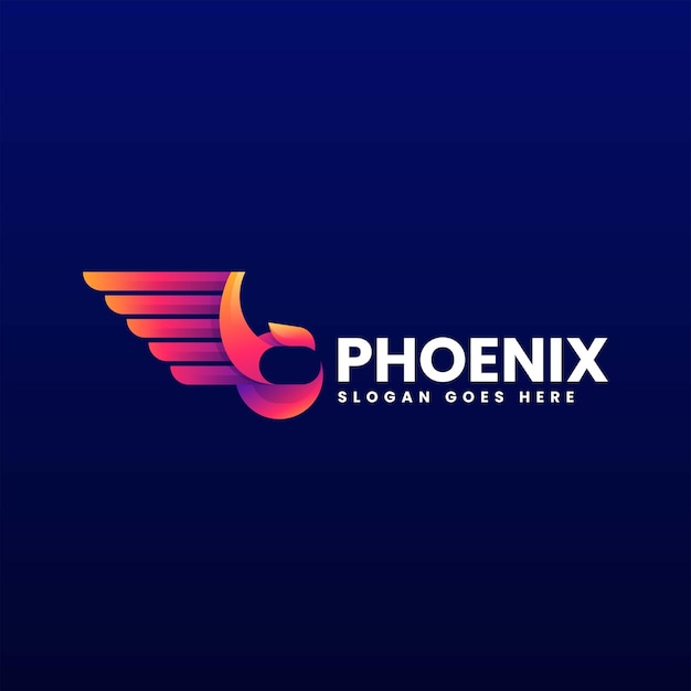 Wektor Logo Ilustracja Phoenix Gradient Kolorowy Styl