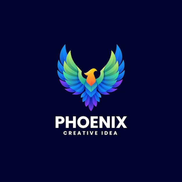 Wektor Logo Ilustracja Phoenix Gradient Kolorowy Styl