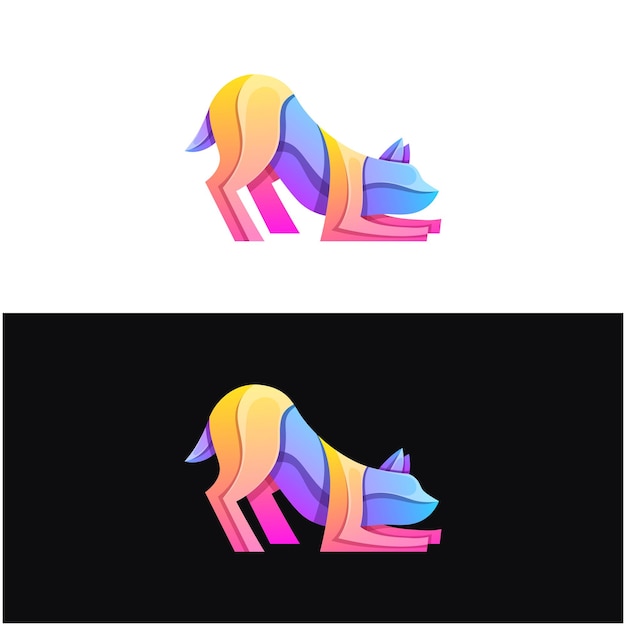 Wektor Logo Ilustracja Pies Gradient Kolorowy Styl