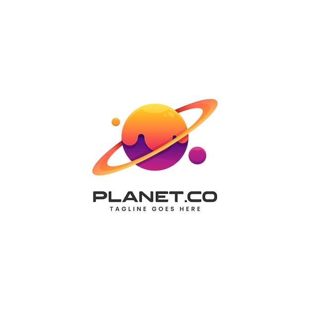 Wektor Logo Ilustracja Planeta Gradient Kolorowy Styl