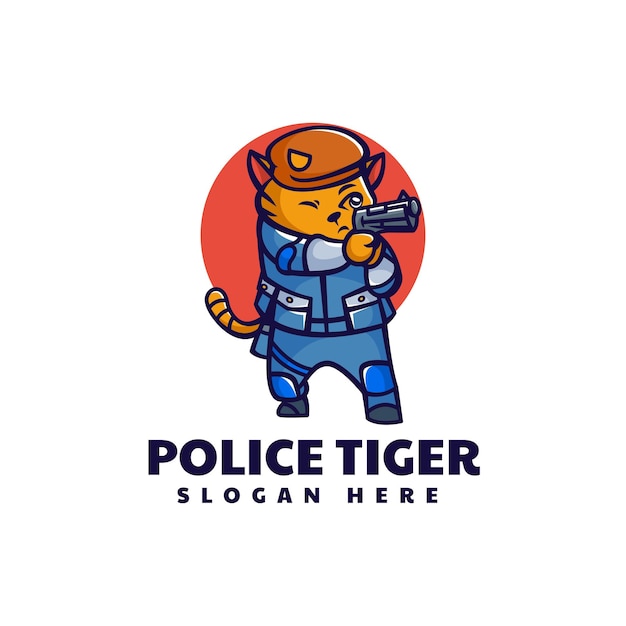 Wektor Logo Ilustracja Policji Tygrys Maskotka Stylu Cartoon