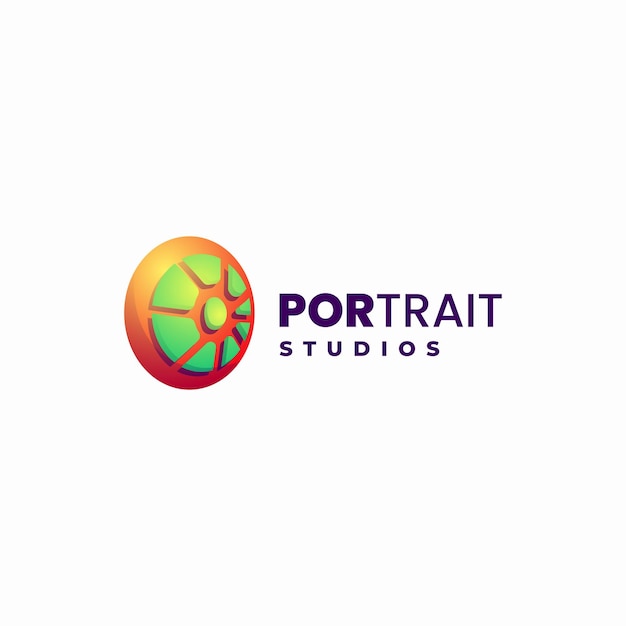 Wektor Logo Ilustracja Portret Aparat Gradient Kolorowy Styl