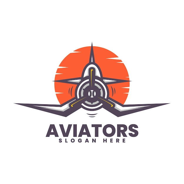 Wektor Logo Ilustracja Samolot Styl Prosty Maskotka
