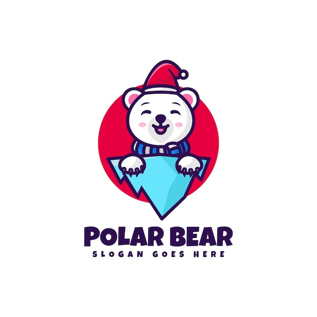 Wektor Logo Ilustracja Stylu Cartoon Maskotka Niedźwiedź Polarny