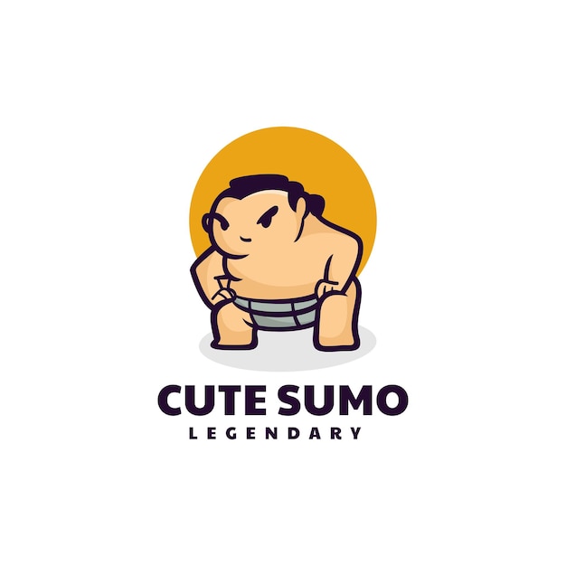 Wektor Logo Ilustracja Sumo Maskotka Stylu Cartoon