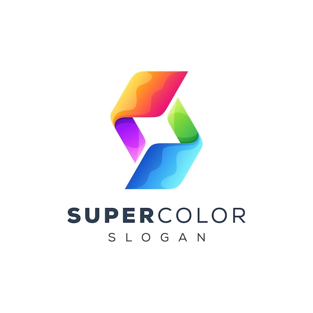 Wektor Logo Ilustracja Super Litera S Gradient Kolorowy Styl