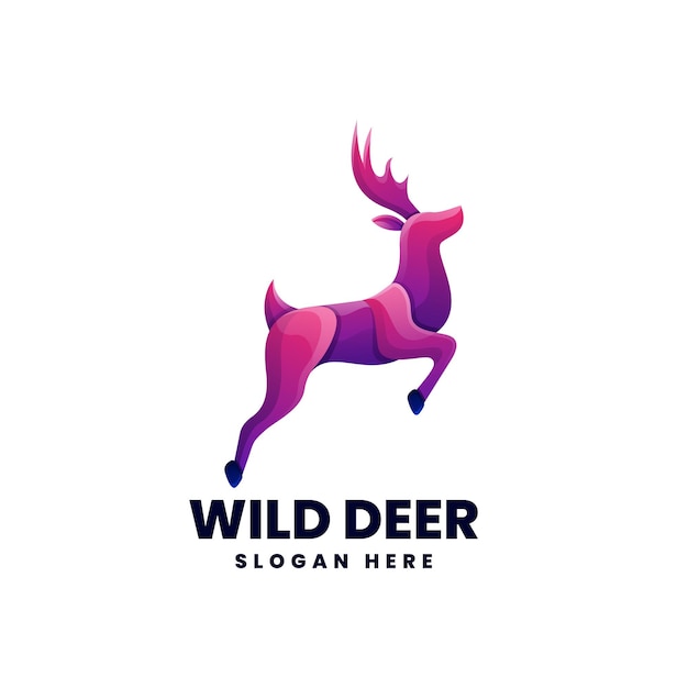 Wektor logo ilustracja Wild Deer gradient kolorowy styl