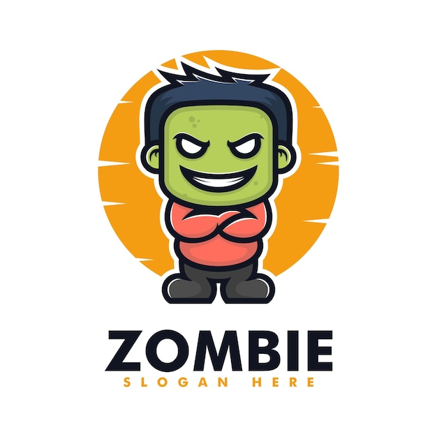 Wektor Logo Ilustracja Zombie Maskotka Stylu Cartoon