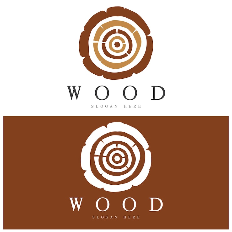 Wektor wektor logo szablonu drewna dla fabryk drewna plantacje drewna dziennik przetwarzania mebli drewnianych