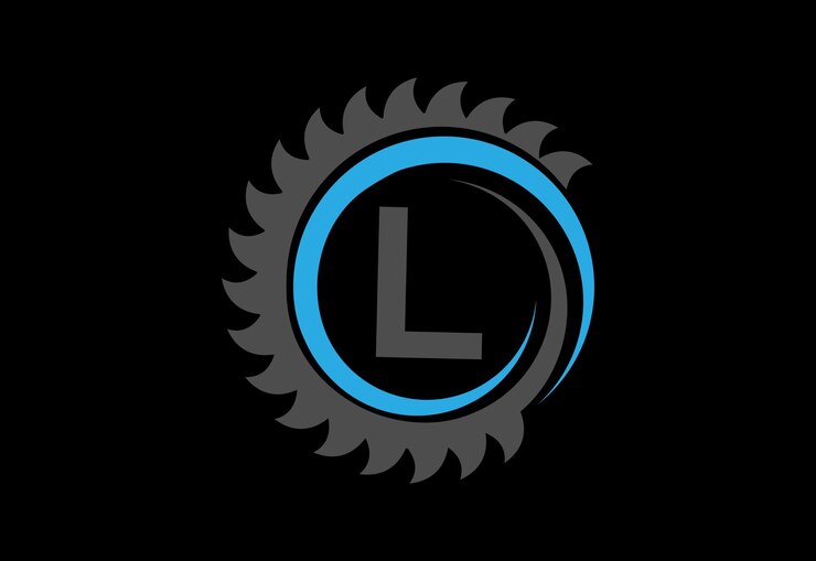 Wektor wektor logo tartaku dla stolarstwa z ostatnim l