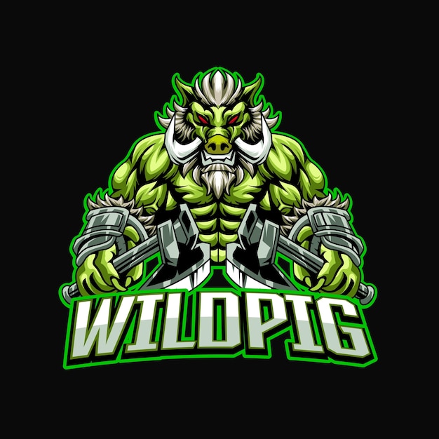 Wektor Logo Wild Pig Orc Esport