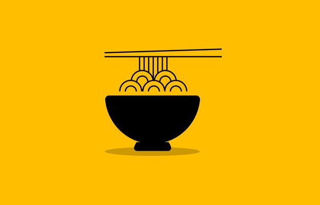 Wektor Makaron W Misce Logo Maskotka Ikona Ilustracja Kuchnia Azjatycka