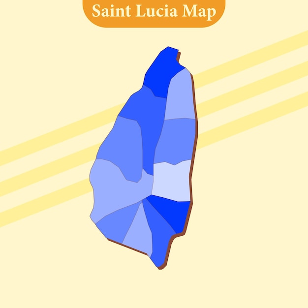 Wektor Mapa Saint Lucia Wektor Z Regionami I Miastami Linii I Pełne Każdy Region