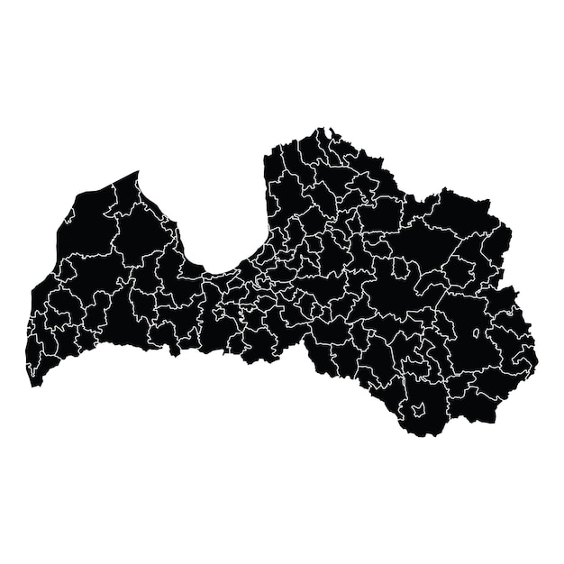 Plik wektorowy wektor mapy kraju łotwy z obszarami regionalnymi