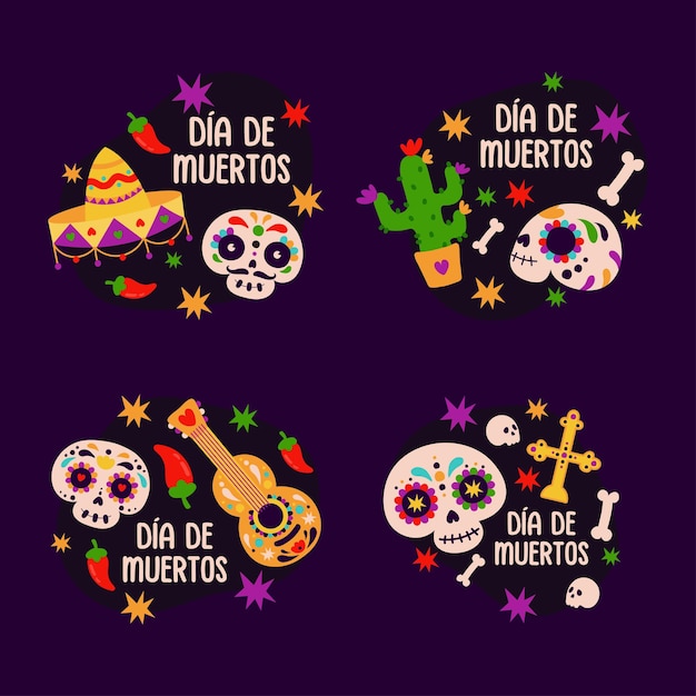 wektor martwy dzień kolekcja ilustracji dia de muertos