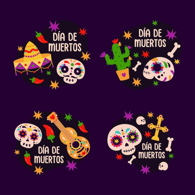 Wektor Martwy Dzień Kolekcja Ilustracji Dia De Muertos