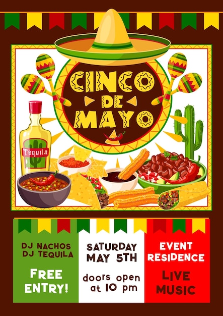 Wektor Meksykańskie Zaproszenie Na Imprezę Cinco De Mayo