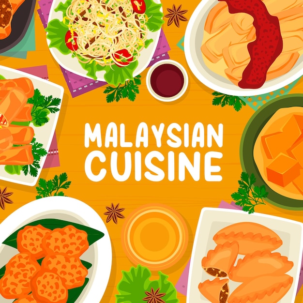 Wektor Menu Kuchni Malezyjskiej Obejmuje Dania Azjatyckie