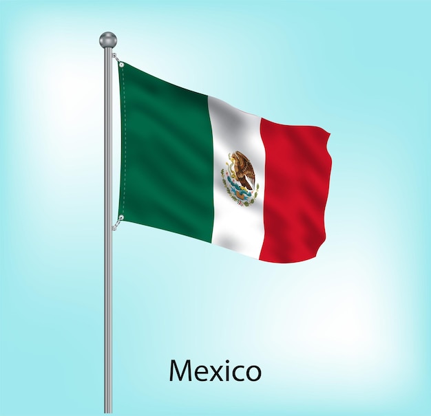 Wektor Mexico macha flagą na słupie flagi