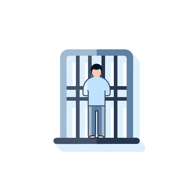 Plik wektorowy wektor mężczyzny stojącego przed celą więzienną w stylu płaskiej ikony
