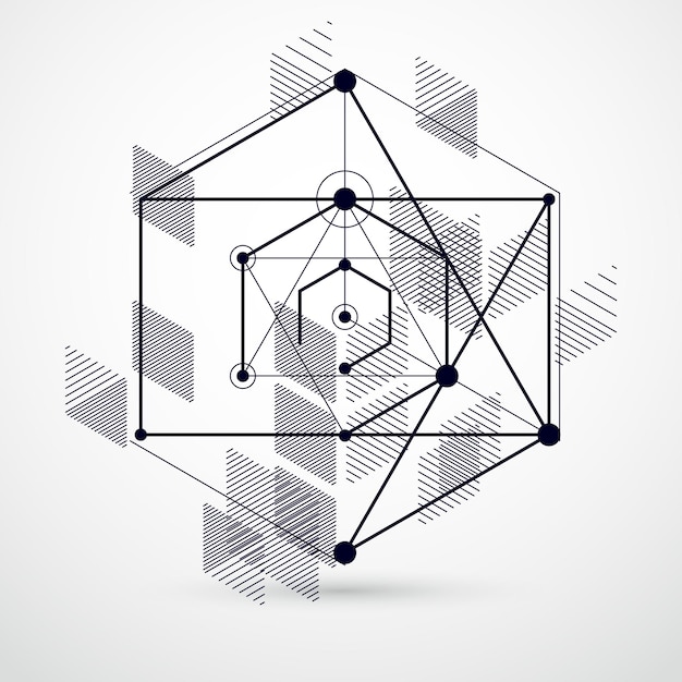 Plik wektorowy wektor minimalistyczne geometryczne streszczenie 3d czarno-biały skład w futurystycznym stylu. nowoczesna kompozycja geometryczna może służyć jako szablon i układ.