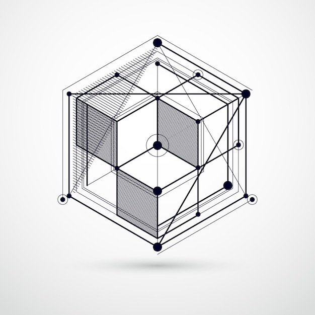 Wektor minimalistyczne geometryczne streszczenie 3d czarno-biały skład w futurystycznym stylu. Nowoczesna kompozycja geometryczna może służyć jako szablon i układ.