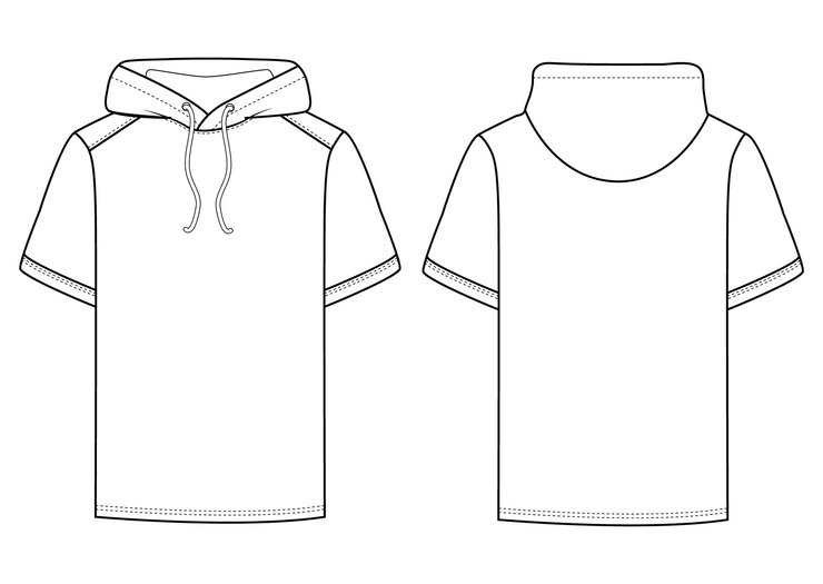 Wektor wektor mody z kapturem t-shirt płaski wektor szablonu rysunku technicznego wektor projektu szablonu ilustracji