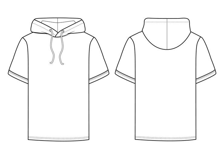 Wektor wektor mody z kapturem t-shirt płaski wektor szablonu rysunku technicznego wektor projektu szablonu ilustracji
