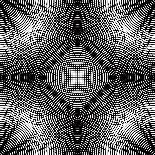 Plik wektorowy wektor monochromatyczne paski iluzoryczny niekończący się wzór, ciągłe geometryczne tło z graficznymi liniami i figurami geometrycznymi. ilustracja kalejdoskopu.