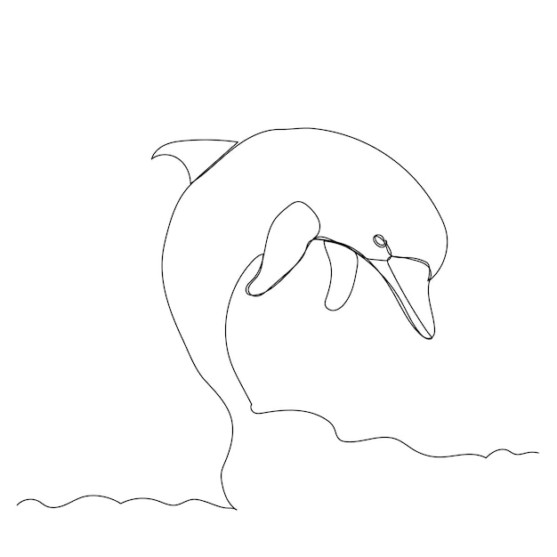 Plik wektorowy wektor na białym tle delfin ciągłego rysowania linii