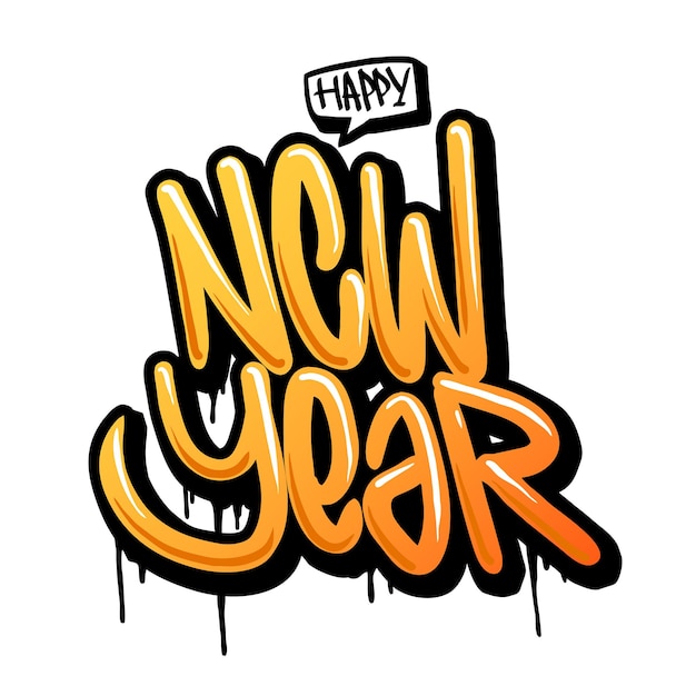 Wektor Napis Szczęśliwego Nowego Roku W Stylu Graffiti