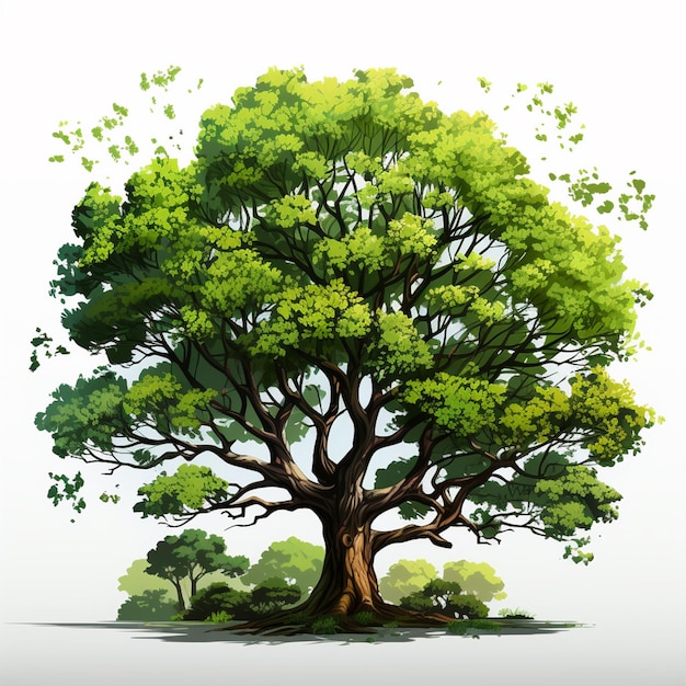 Plik wektorowy wektor natura drzewo las roślina naturalna ilustracja projekt odizolowana gałąź sylwetka le