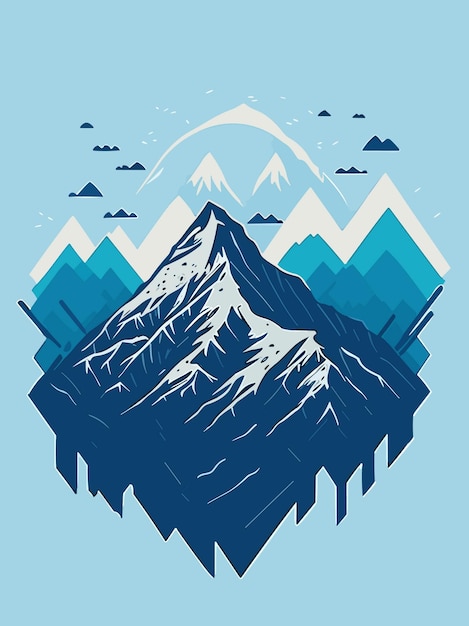 Plik wektorowy wektor natura śnieżna góra wzgórze zimą sztuka portretowa ilustracja projektowa grafika