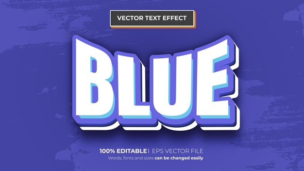 Wektor niebieski gradient 3d edytowalny styl efektu tekstu