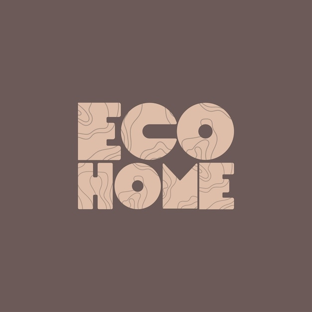 Plik wektorowy wektor nowoczesne godło eco home logo. czcionka z teksturą drzewa.