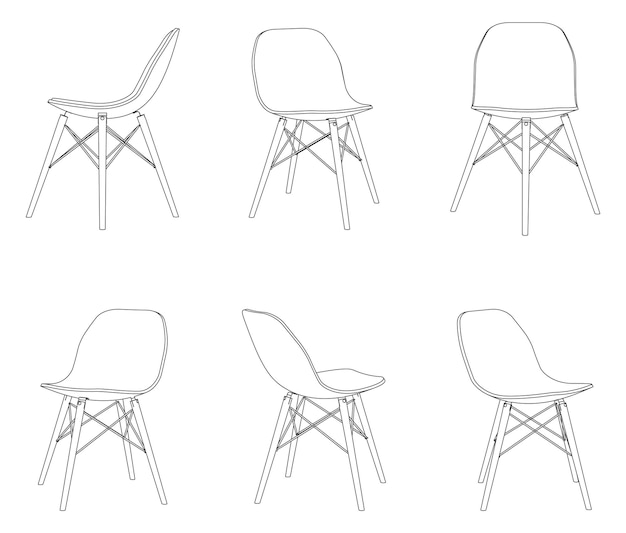 Plik wektorowy wektor nowoczesne krzesło z różnymi widokami