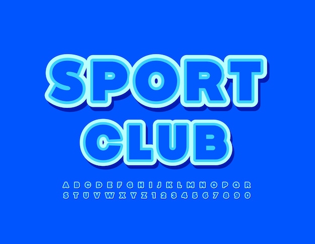 Wektor Nowoczesne Logo Sport Club Creative Alfabet Litery I Cyfry Jasny Niebieski Czcionka