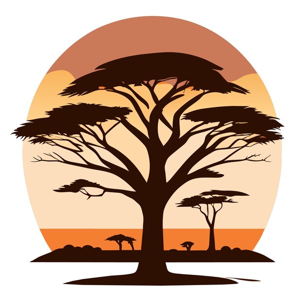 Plik wektorowy wektor o wysokiej rozdzielczości izolowanego drzewa baobabu w stylu płaski
