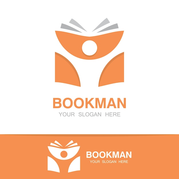 Wektor Otwarta Książka I Logo Człowieka Koncepcja Logo Edukacji