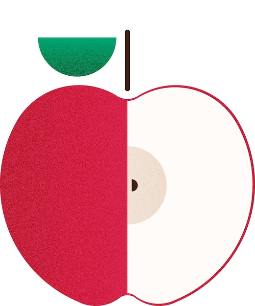 Wektor owoców helf czerwone jabłko kreskówka ilustracja wektorowa odizolowany obiekt