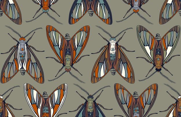 Plik wektorowy wektor ozdobnych wzór z motyli symetryczne tło z owadami projekt tkaniny tekstylnej obejmuje tapetę tło sieci web