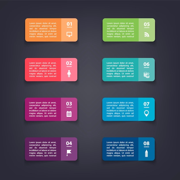 Wektor Papierowe Naklejki I Etykiety Z Realistycznymi Cieniami Dla Zestawu Infografiki Szablon Wykresu Prezentacji Wykresu