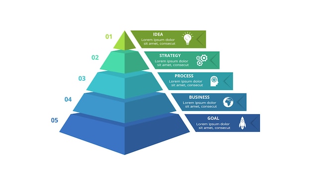 Plik wektorowy wektor piramidy w górę strzałki infografika diagram wykres trójkąt prezentacja wykresu biznesowa koncepcja osi czasu z 5 częściami