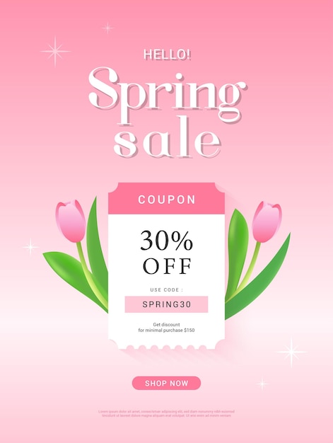 Wektor Plakatów Wzorców Kuponów Hello Spring Sale