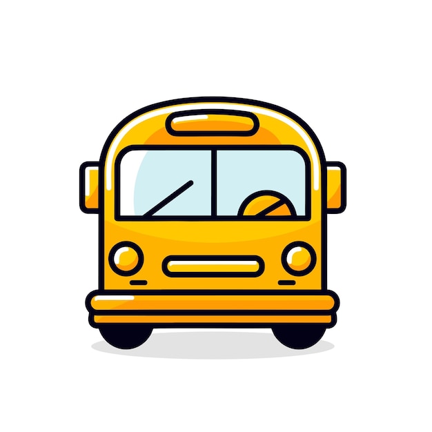 Wektor płaska ikona żółtego autobusu szkolnego z otwartymi drzwiami