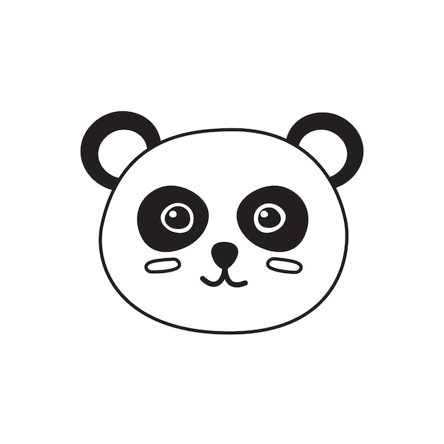 Wektor Płaskie Kreskówka Ręcznie Rysowane Doodle Twarz Panda