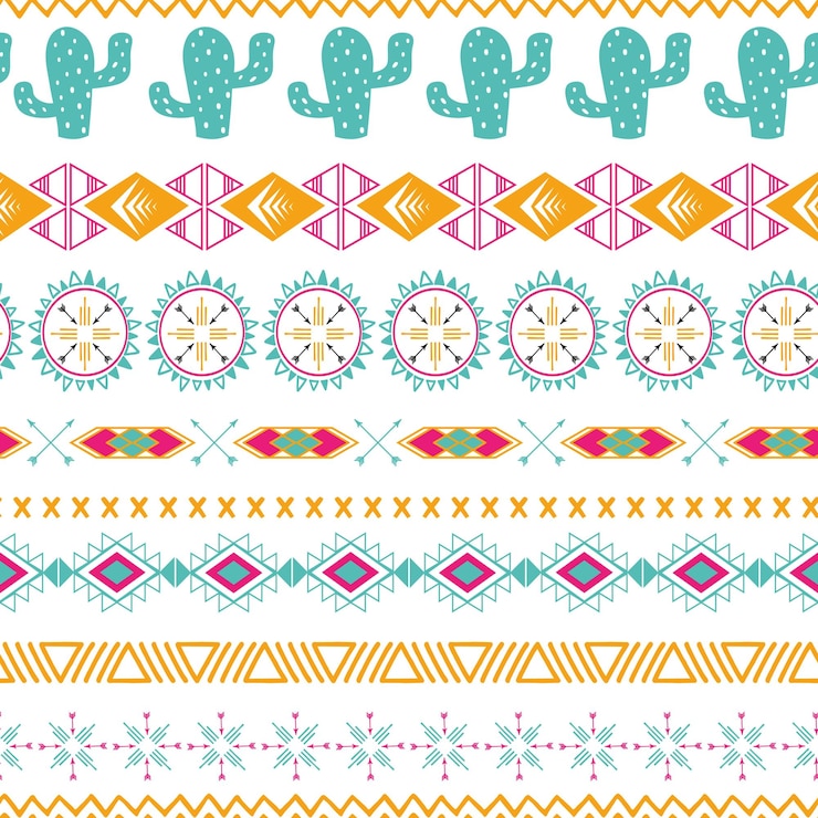 Wektor wektor plemiennych etnicznych bezszwowe wzór w jasnych różowych pomarańczowych kolorach aztec geometryczne tło meksykański ornament tekstury native american tradycyjne wzornictwo ludowy geometryczny nadruk na tapetę owinąć szmatką
