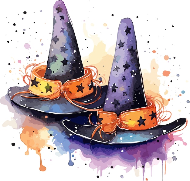 wektor pomarańczowe i czarne kapelusze halloween październikowe wakacje halloween dekoracja ilustracji wektorowych na białym tle