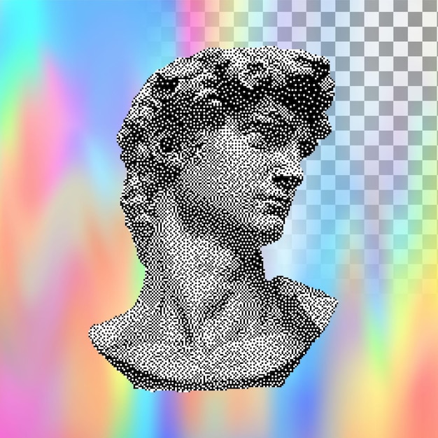 Wektor Popiersie Dawida Michała Anioła Estetyczny kolaż sztuki współczesnej Koncepcja plakatu w stylu Vaporwave
